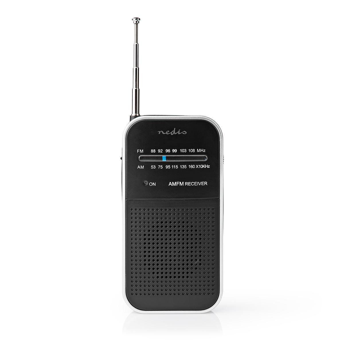 Nedis  FM -Radio | Tragbares Design | AM / fm | Batterie betrieben | Analog | 1,5 w | Schwarzerer Bildschirm | Bluetooth® | Kopfhörerbuchse | Aluminium / Schwarz 