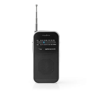 Nedis  FM -Radio | Tragbares Design | AM / fm | Batterie betrieben | Analog | 1,5 w | Schwarzerer Bildschirm | Bluetooth® | Kopfhörerbuchse | Aluminium / Schwarz 