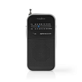 Nedis  FM -Radio | Tragbares Design | AM / fm | Batterie betrieben | Analog | 1,5 w | Schwarzerer Bildschirm | Bluetooth® | Kopfhörerbuchse | Aluminium / Schwarz 