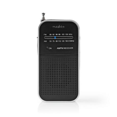 Nedis  FM -Radio | Tragbares Design | AM / fm | Batterie betrieben | Analog | 1,5 w | Schwarzerer Bildschirm | Bluetooth® | Kopfhörerbuchse | Aluminium / Schwarz 