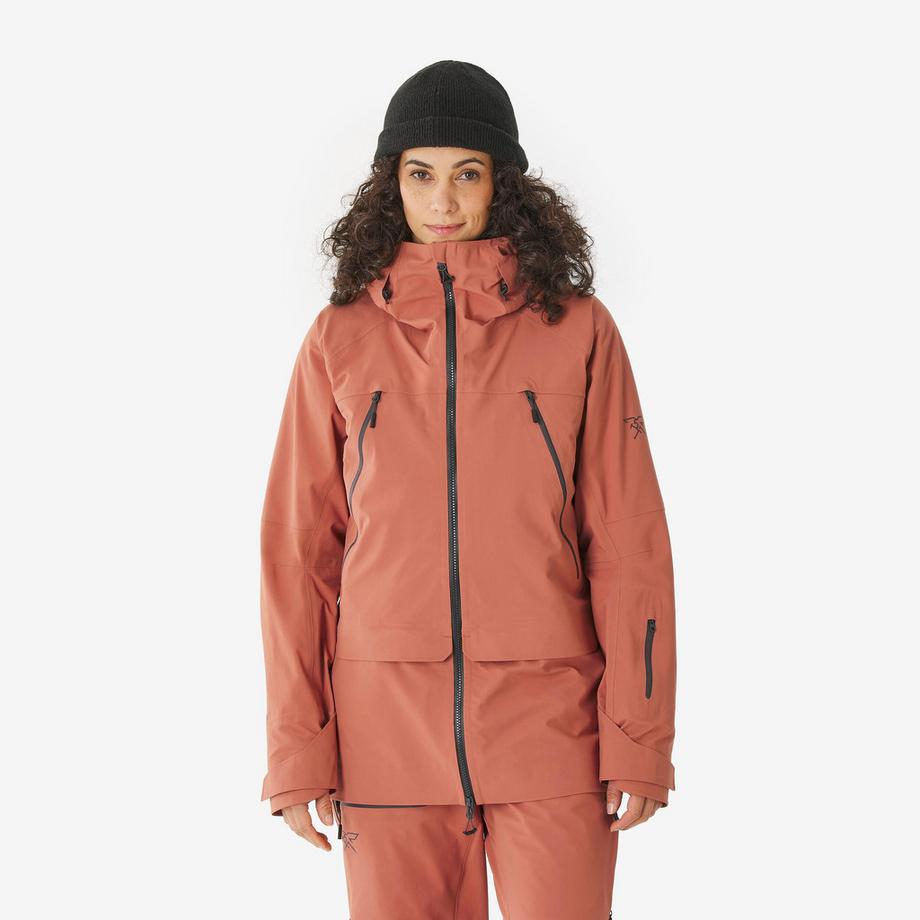 Veste de ski freeride imperméable femme, FR900 marron