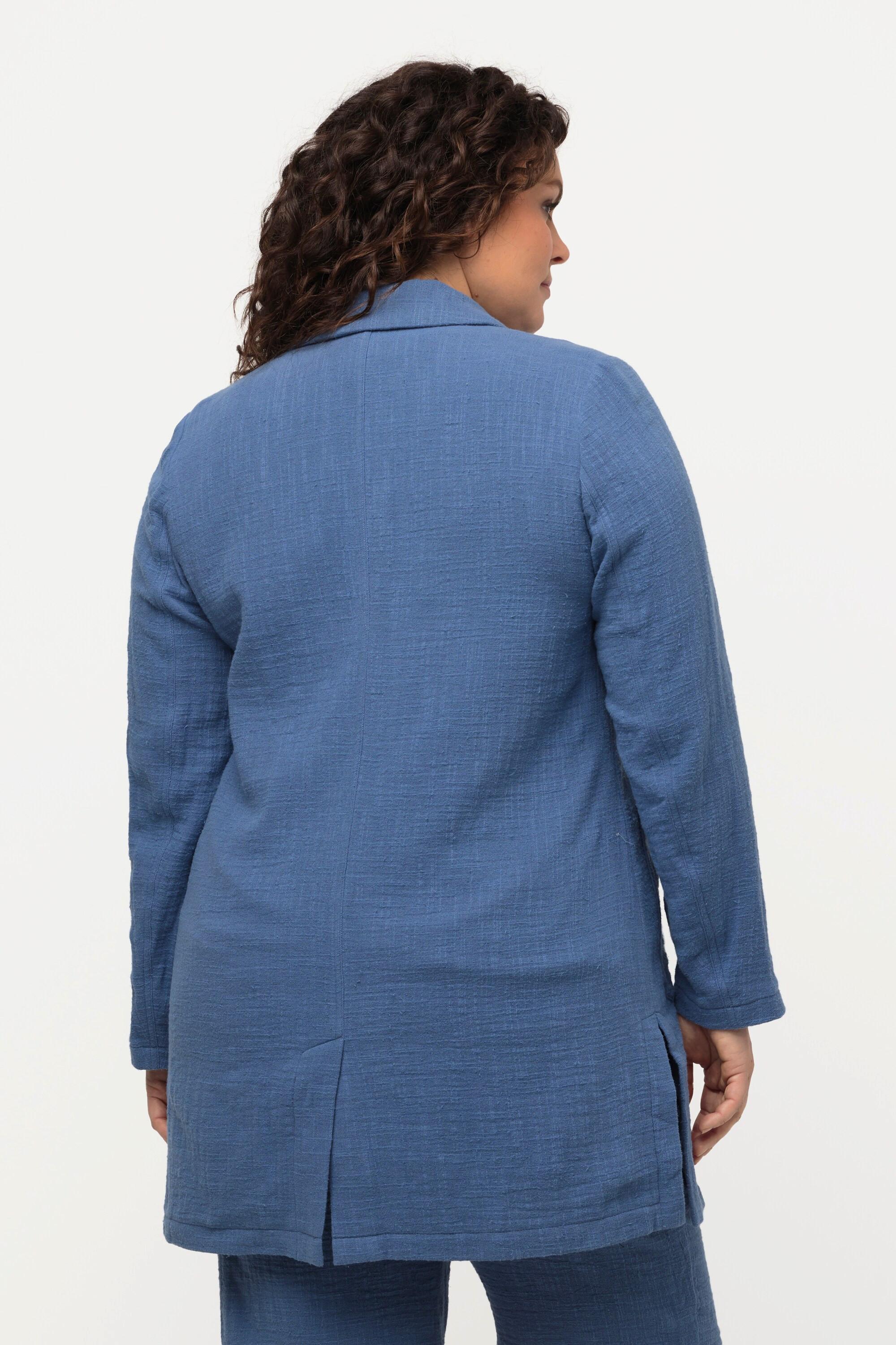 Ulla Popken  Blazer long avec col à revers, oversized, coton bio 