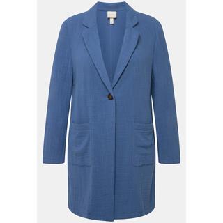 Ulla Popken  Blazer long avec col à revers, oversized, coton bio 