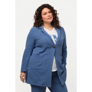 Ulla Popken  Blazer long avec col à revers, oversized, coton bio 