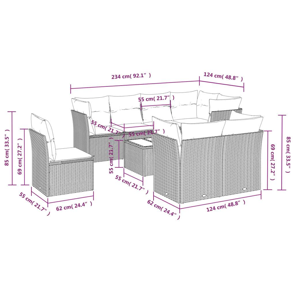 VidaXL Ensemble de canapés de jardin rotin synthétique  