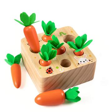 Jeu de tri en bois puzzle carotte récolte |