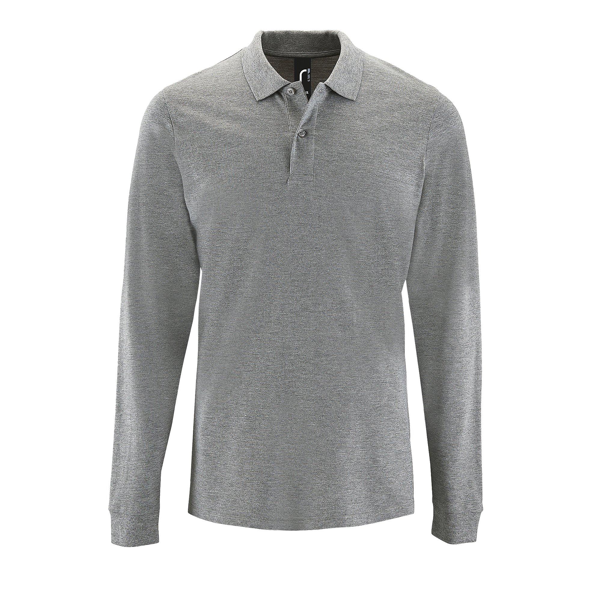 Image of Perfect Langarm Pique Polohemd Herren Taubengrau 3XL