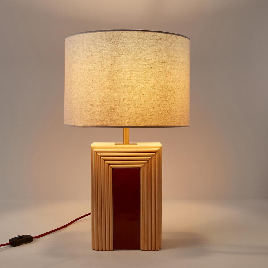 La Redoute Intérieurs Lampe à poser en rotin et céramique  