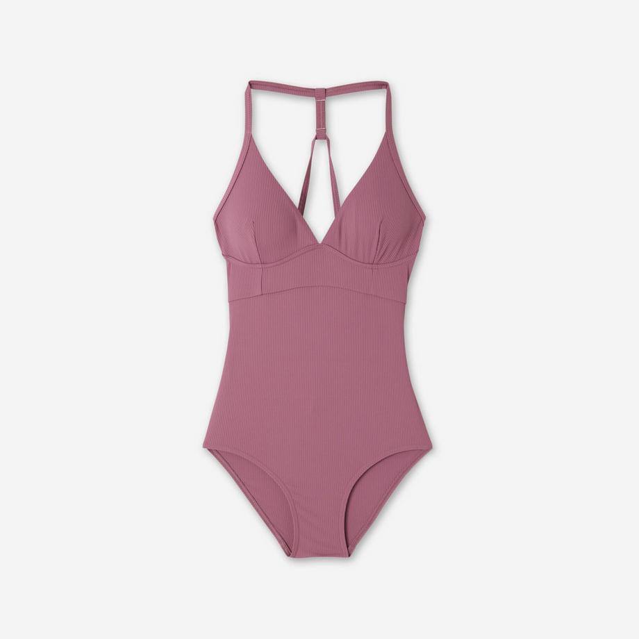 DECATHLON Bea Maillot de bain côtelé col en V  