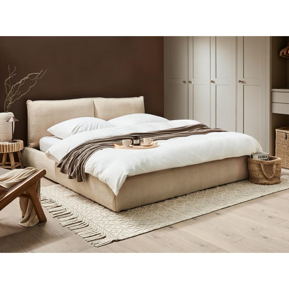 Beliani Lit avec sommier en Bouclé Moderne VINAY  