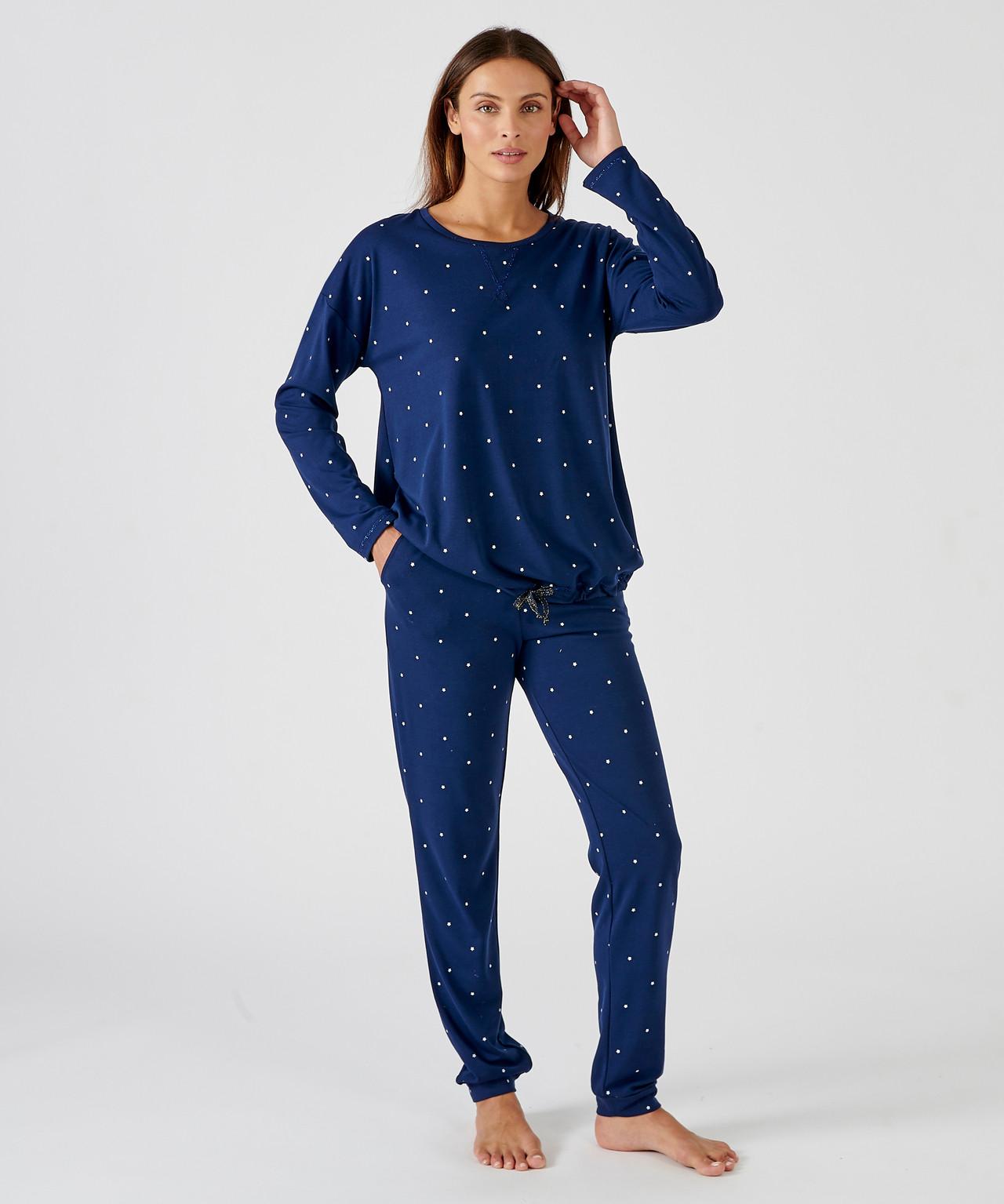 Image of Pyjama Aus Thermolactyl-jersey Mit Sternenprint. Unisex Blau 54/56