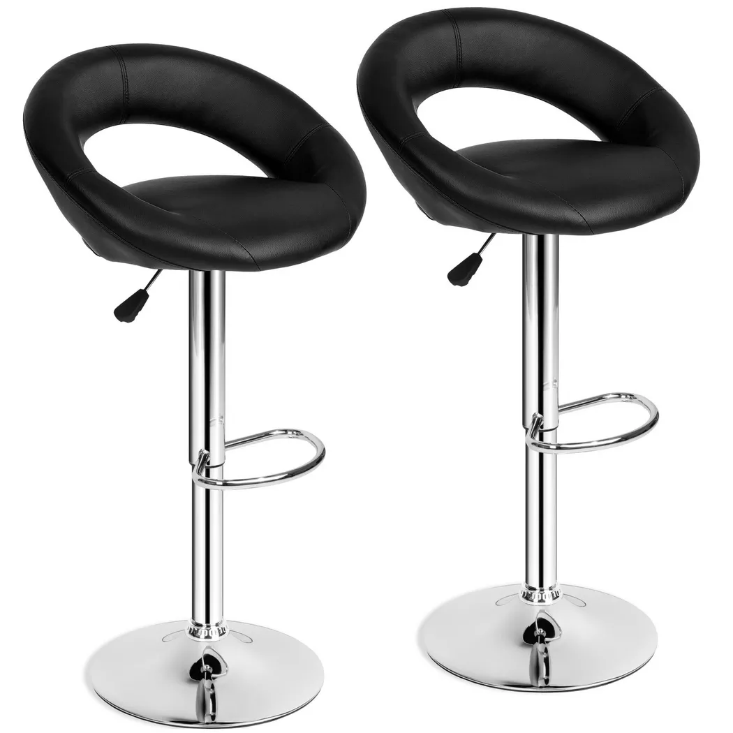 Tectake - Set di 2 sgabelli da bar Christian  Imbottiti con schienale, 2 Stück, Charcoal Black