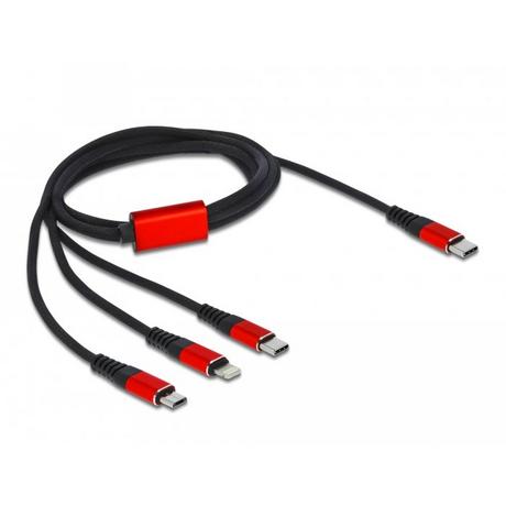 DeLock  USB Ladekabel 3 in 1 USB Type-C zu Lightning / Micro USB / USB Type-C 1 m 
