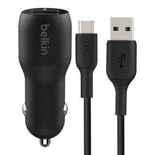belkin  Chargeur Auto 2x USB + Câble USB-C 