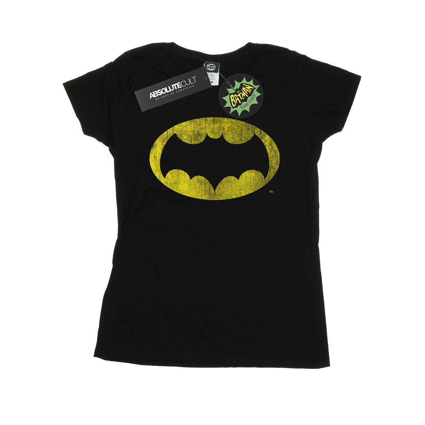 Image of Batman Tv Series Distressed Logo Tshirt Damen Schwarz XXL