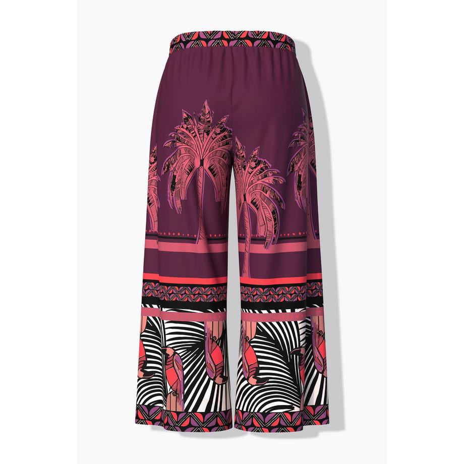 Ulla Popken Palazzo Palmen Print Weites Bein Hose  