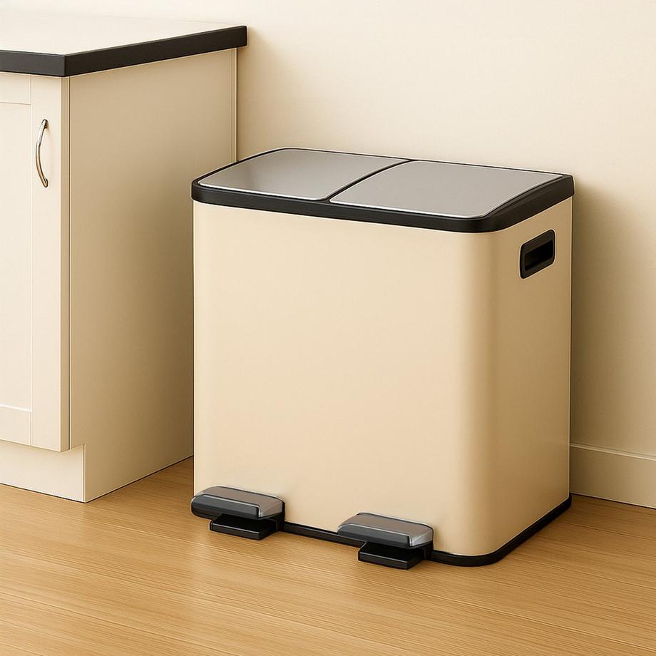 Northix Pattumiera da cucina con pedale, 2 scomparti  