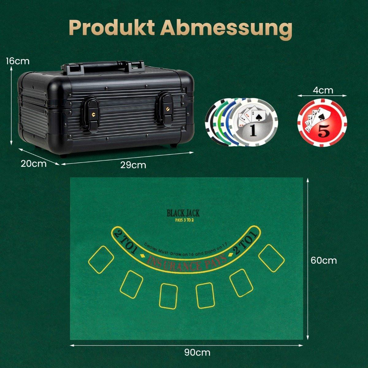 Northio  Set da poker con 300 chip laser e custodia da poker, 2 carte da gioco e 2 chiavi Set completo da poker 