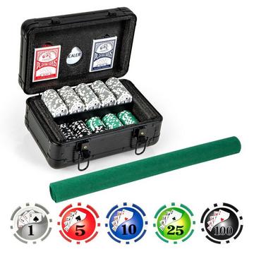 Set da poker con 300 chip laser e custodia da poker, 2 carte da gioco e 2 chiavi Set completo da poker