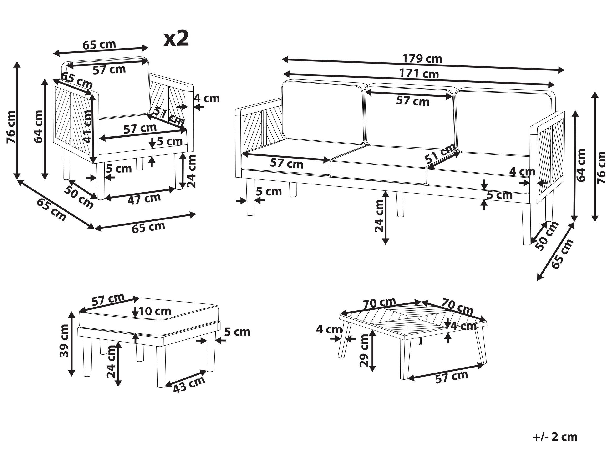 Beliani Lounge Set mit Tisch aus Akazienholz Modern BARATTI  