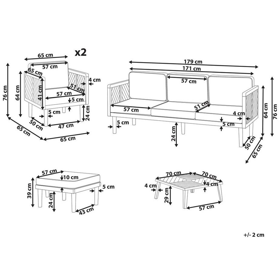 Beliani Set divani con tavolino en Legno d'acacia Rustico BARATTI  