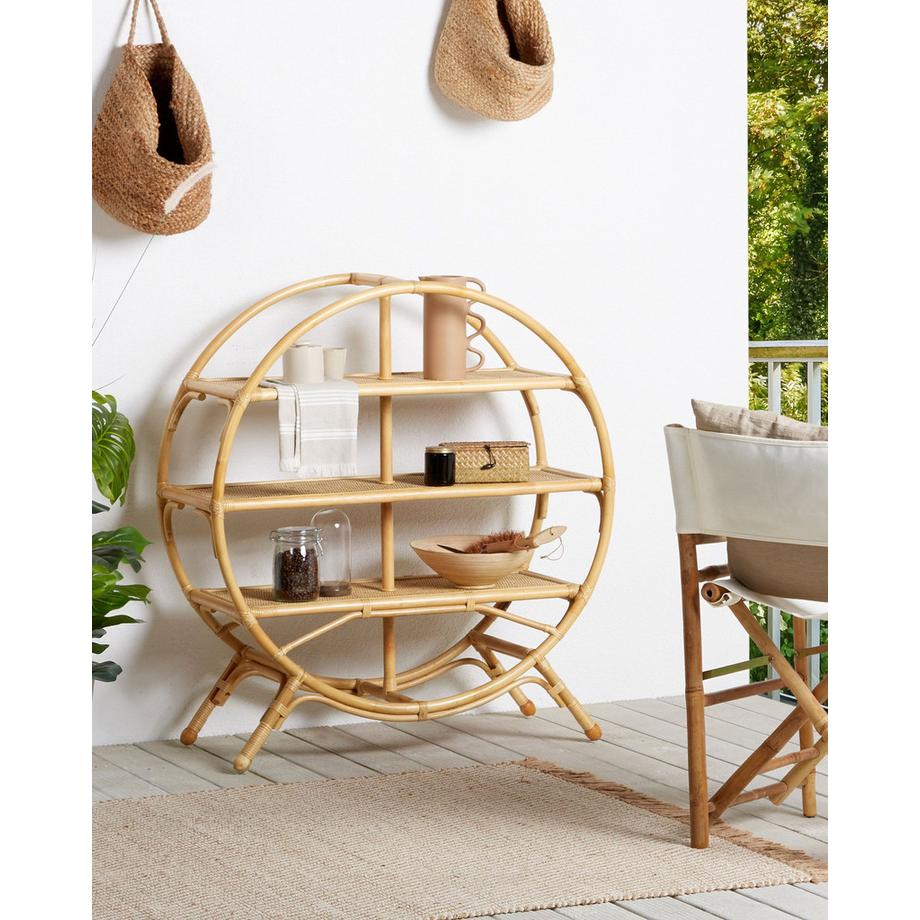 Beliani Regal mit 3 Ebenen aus Rattan Boho TUVALU II  
