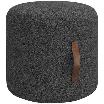 Sgabello, poggiapiedi, pouf rotondo con maniglia, poggiapiedi, per soggiorno, camera da letto, grigio scuro, Ø48 x 45 cm