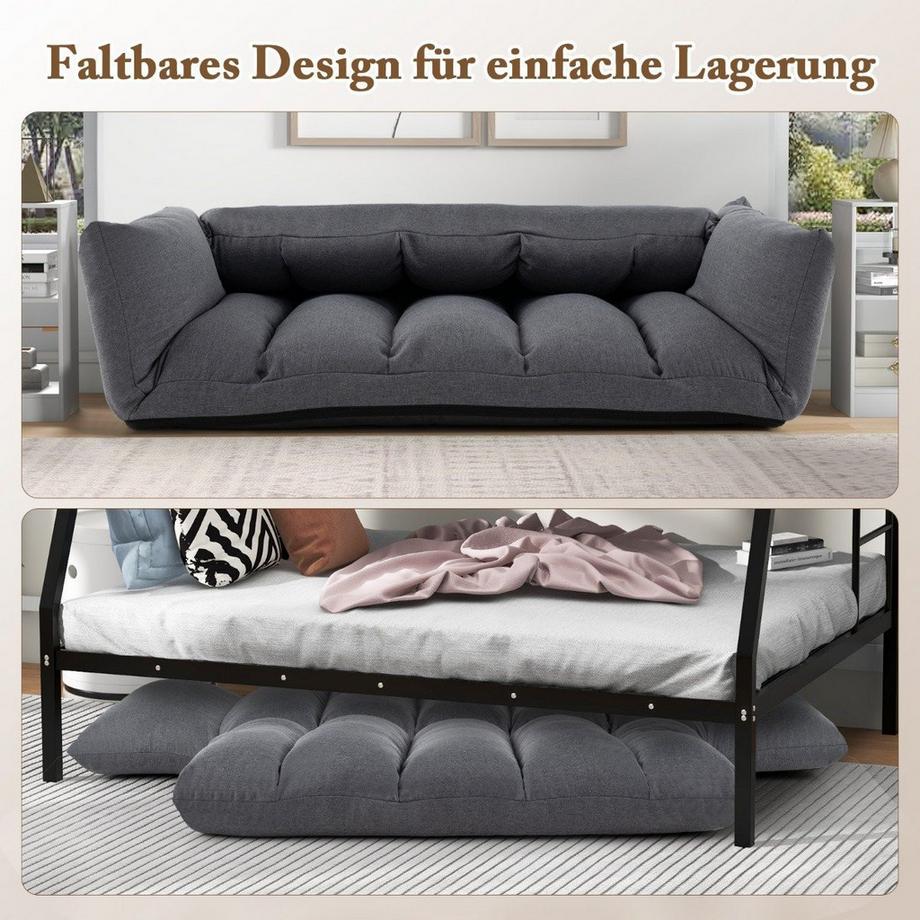 B2X Bodensofa mit 5-Fach Verstellbarer Rückenlehne & Armlehnen Relaxsessel für Wohnzimmer  