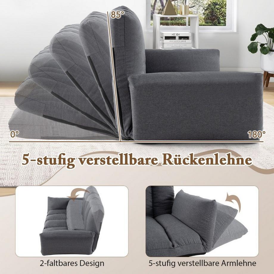 Bodensofa mit 5-Fach Verstellbarer Rückenlehne & Armlehnen Relaxsessel für Wohnzimmer