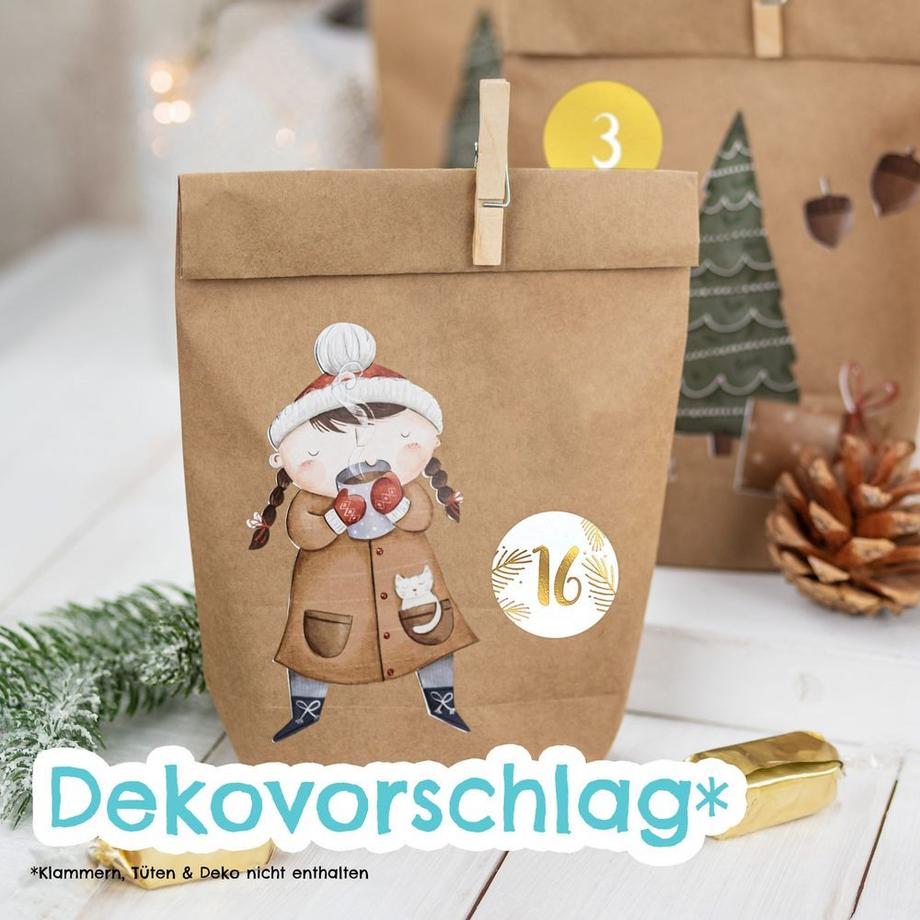 Papierdrachen Adv Zahlenaufkleber  