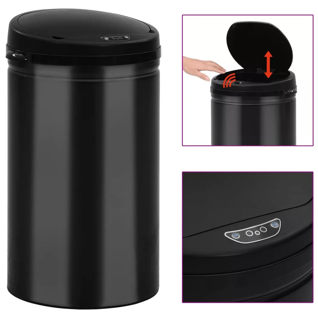 VidaXL - Poubelle acier, One Size, Noir