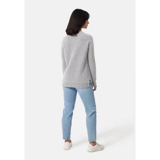 CASH-MERE.CH  Brushed Kaschmir Rundhals Pullover mit Seitenschlitzen 