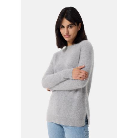 CASH-MERE.CH  Brushed Kaschmir Rundhals Pullover mit Seitenschlitzen 