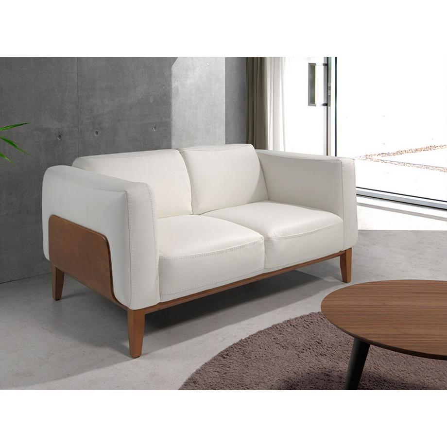 ANGEL CERDA Canapé 2 places en cuir blanc  