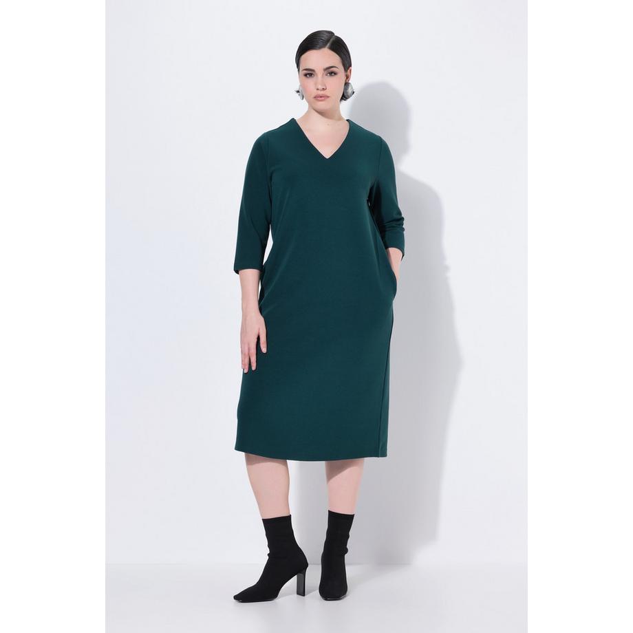 Ulla Popken Abito in jersey Scollo a V Maniche 3/4 con tasche  