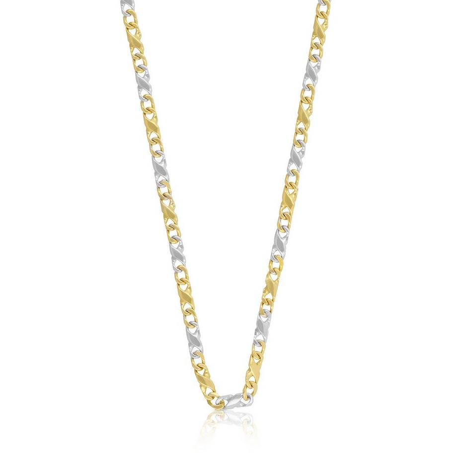 Collier Carrera bicolore jaune/blanc or 750, 3.5mm, 45cm