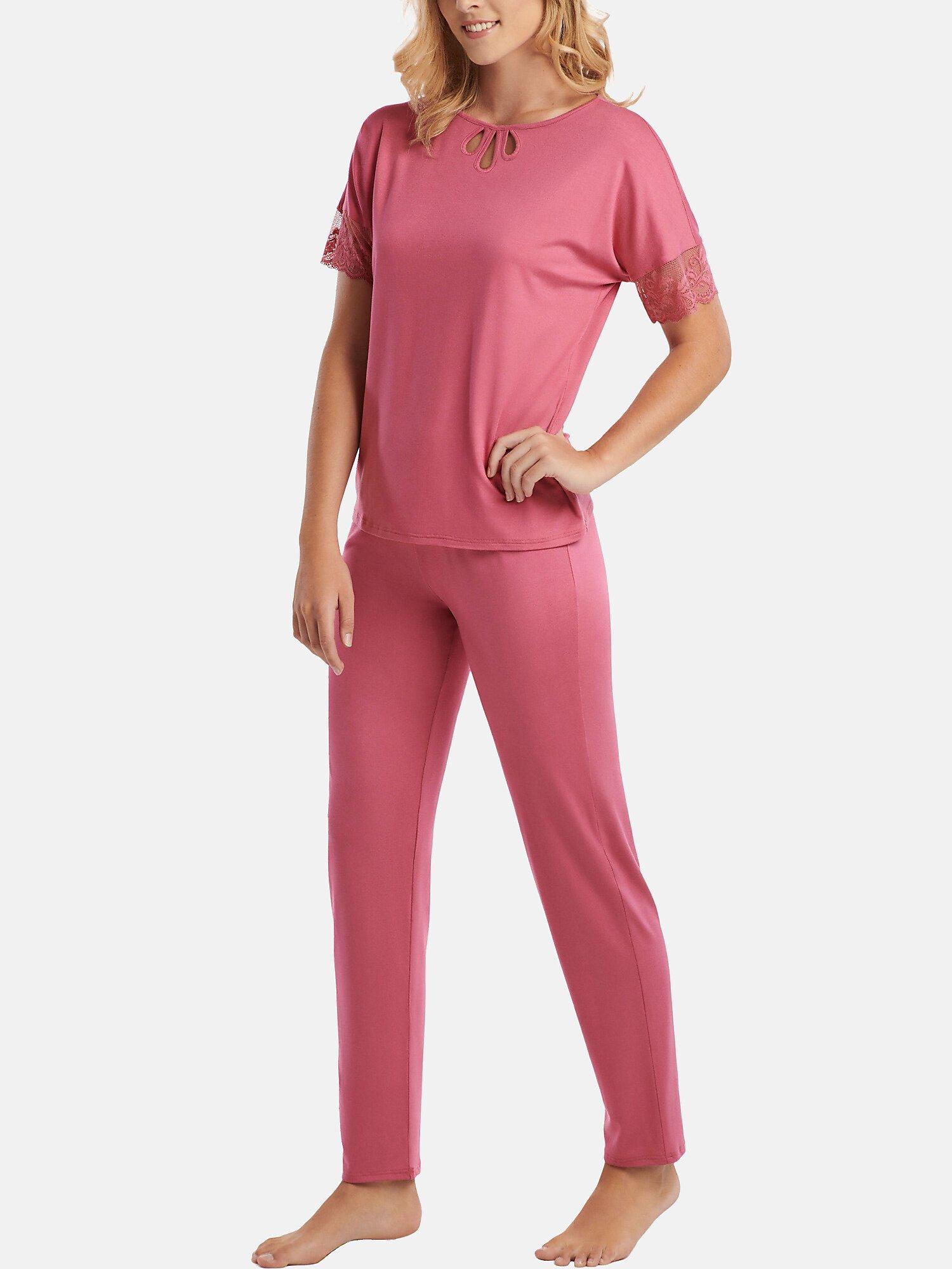 Image of Pyjama Hose Top Kurzarm Juliette Damen Altrosa L