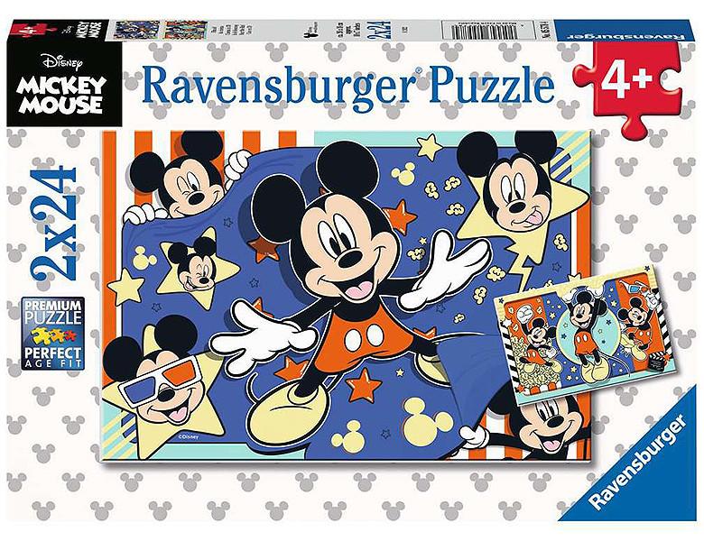 Image of Kinderpuzzel 2x24 stukjes Disney Mickey Mouse in de bioscoop