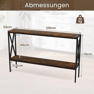 Northix Tavolo consolle con 2 ripiani  