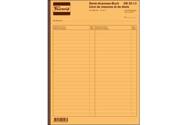 Favorit FAVORIT Devis-Ausmassbuch D/F A4 2095 OK weiss 50x2 Blatt  