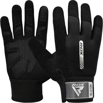 GYM WEIGHT LIFTING GLOVES W1 FULL BLACK PLUS-M