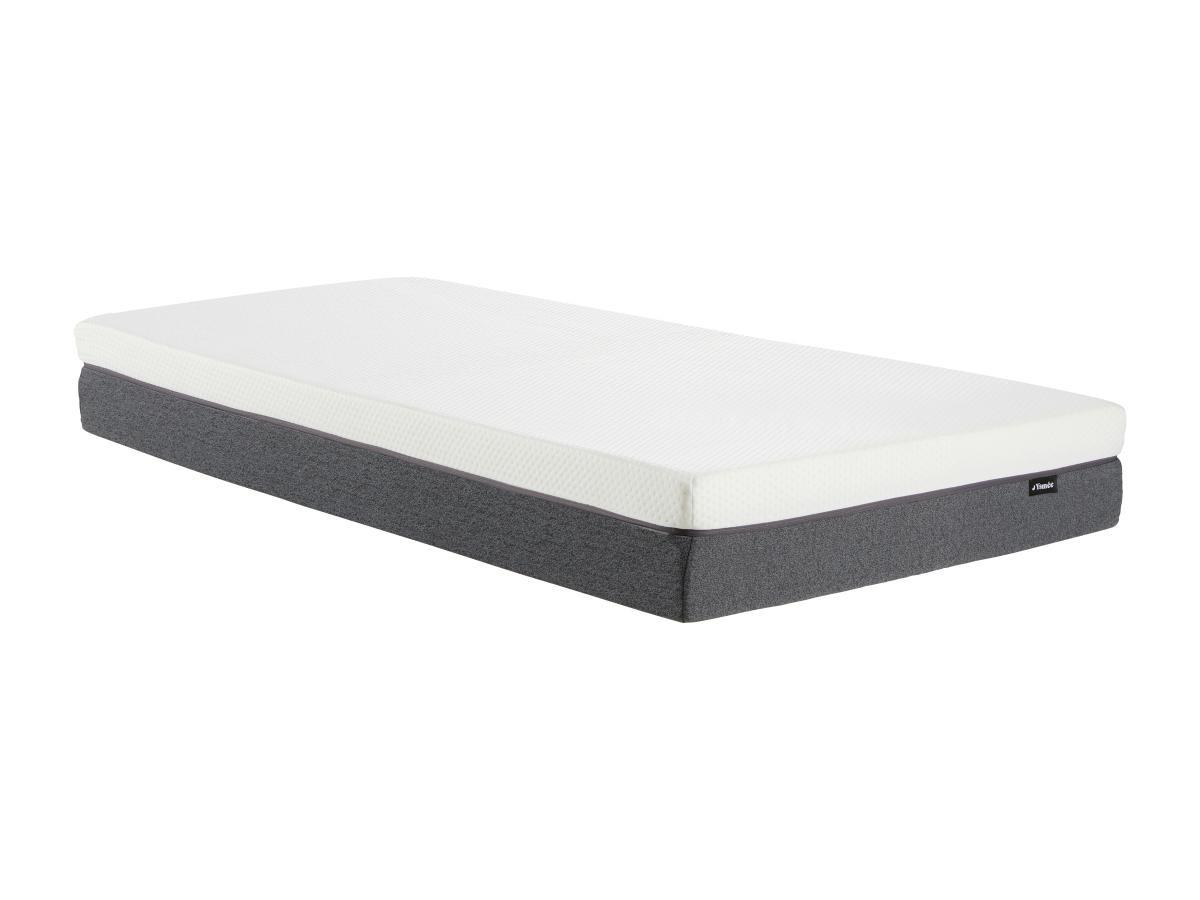 Ysmée Ensemble 90 x 190 cm sommier coffre blanc + matelas mousse HD 7 zones et accueil mémoire de forme déhoussable ép.25cm - RIAU de YSMÉE  