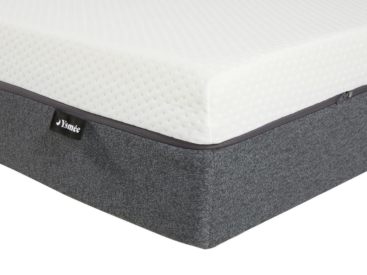 Ysmée Ensemble 90 x 190 cm sommier coffre blanc + matelas mousse HD 7 zones et accueil mémoire de forme déhoussable ép.25cm - RIAU de YSMÉE  