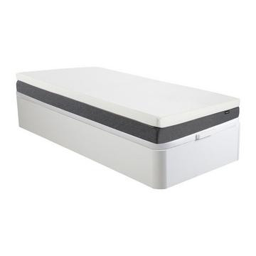 Ensemble 90 x 190 cm sommier coffre blanc + matelas mousse HD 7 zones et accueil mémoire de forme déhoussable ép.25cm - RIAU de YSMÉE