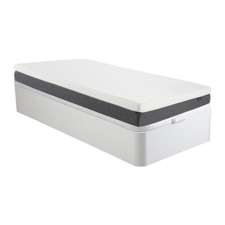 Ysmée Ensemble 90 x 190 cm sommier coffre blanc + matelas mousse HD 7 zones et accueil mémoire de forme déhoussable ép.25cm - RIAU de YSMÉE  