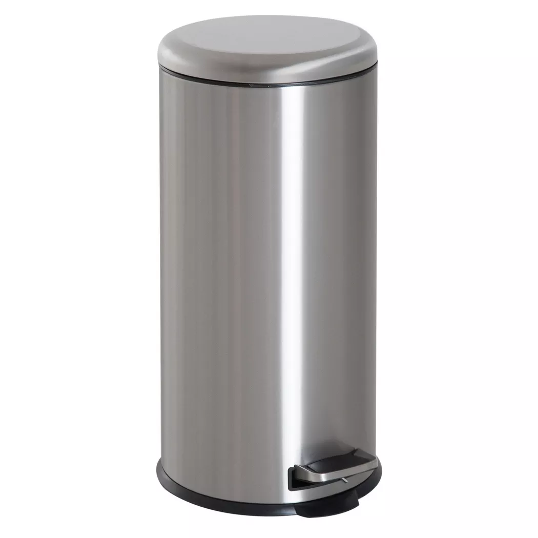 Northio – Treteimer 30L Pedal-Mülleimer Mit Inneneimer Und Klappdeckel, Edelstahl, Hygienisch, Silber, One Size