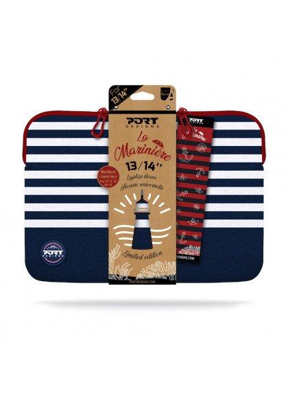 Image of La Marinière 35,6 cm (14") Schutzhülle Navy, Weiß
