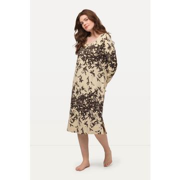 Robe midi en molleton à encolure carrée et manches longues, coton bio