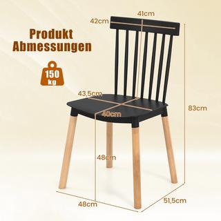 Northix Ensemble de 4 chaises de salle à manger avec dossiers à fuseaux et sièges incurvés Chaises sans accoudoirs Noir  