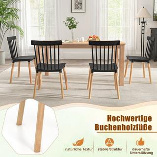 Northix Ensemble de 4 chaises de salle à manger avec dossiers à fuseaux et sièges incurvés Chaises sans accoudoirs Noir  